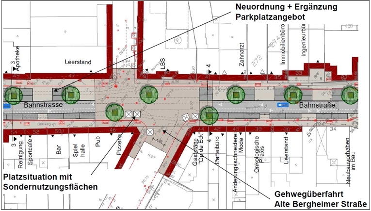 Detail Platz Bahnstraße / Alte Bergheimer Straße, Quelle: Planungsgruppe MWM