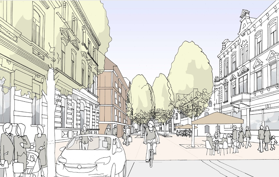 mögliche Gestaltung mittlere Bahnstraße, Quelle: Planungsgruppe MWM