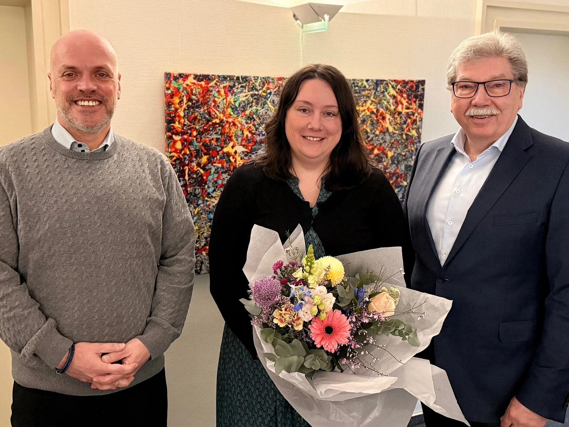 v. l. n. r.: Bürgermeister Klaus Krützen, GFWS-Teamleitung Nadine Leonhardt und SEG-Geschäftsführer Wilfried Wißdorf