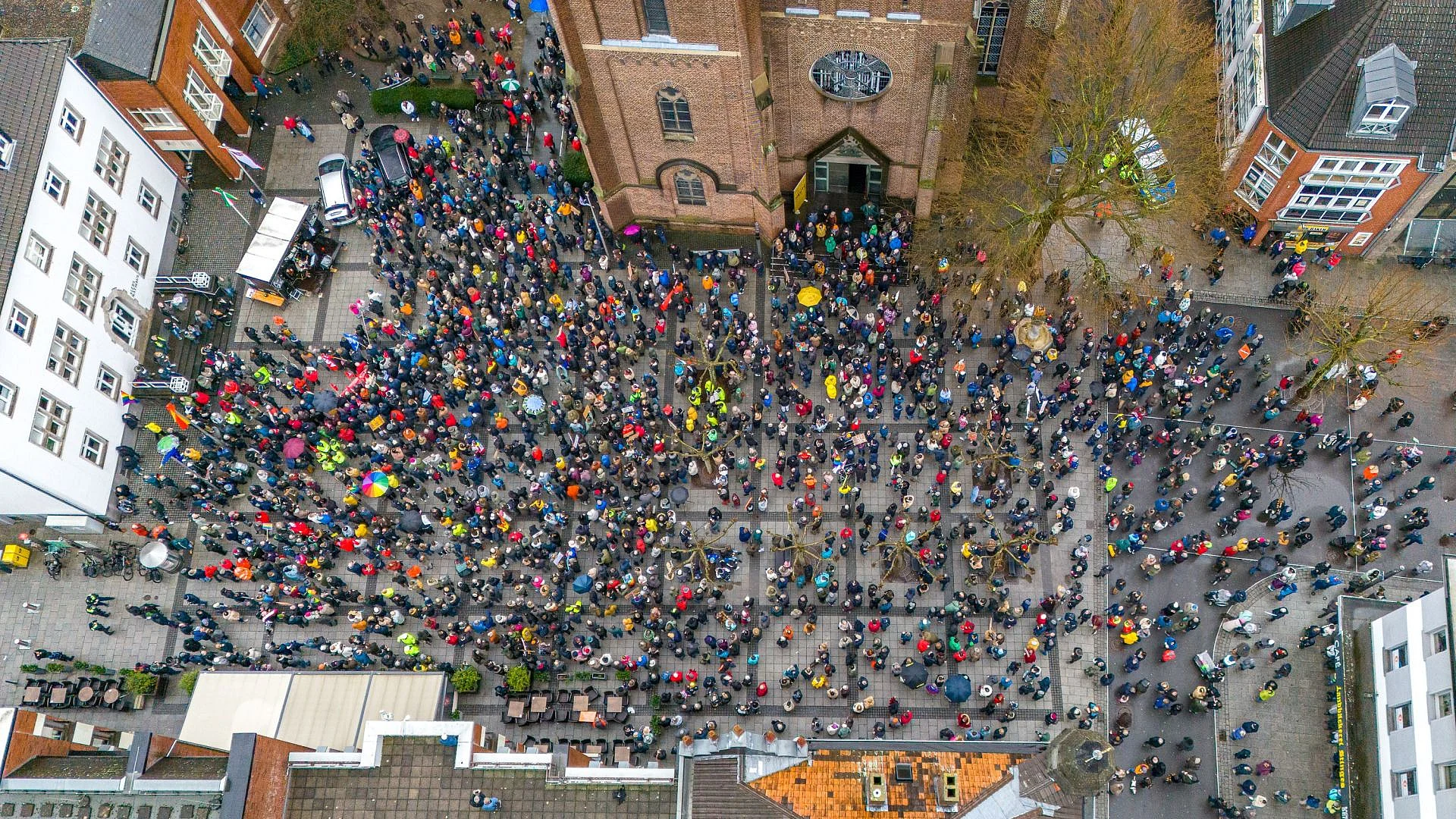 Drohnenfoto der Demonstration