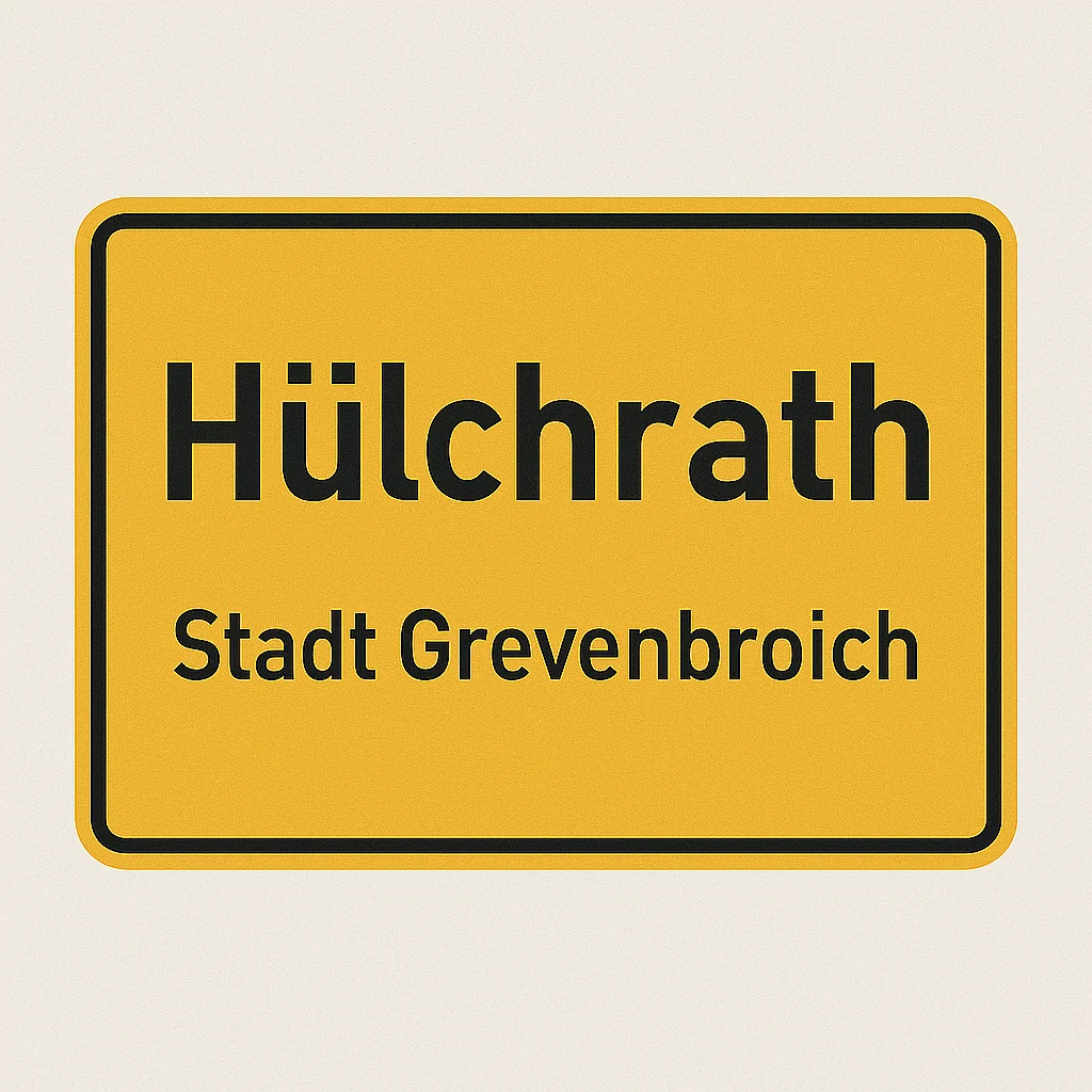 Grafik Ortsschild Hülchrath (KI-generiert)