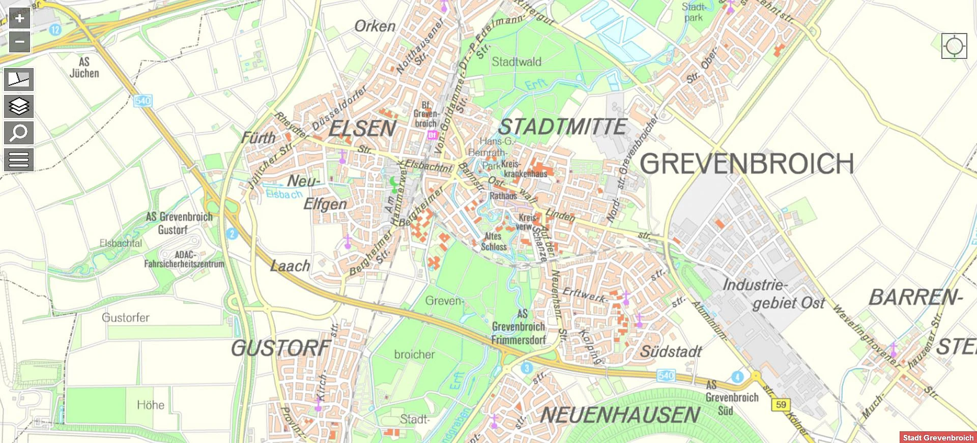 Foto vom Stadtplan Grevenbroich