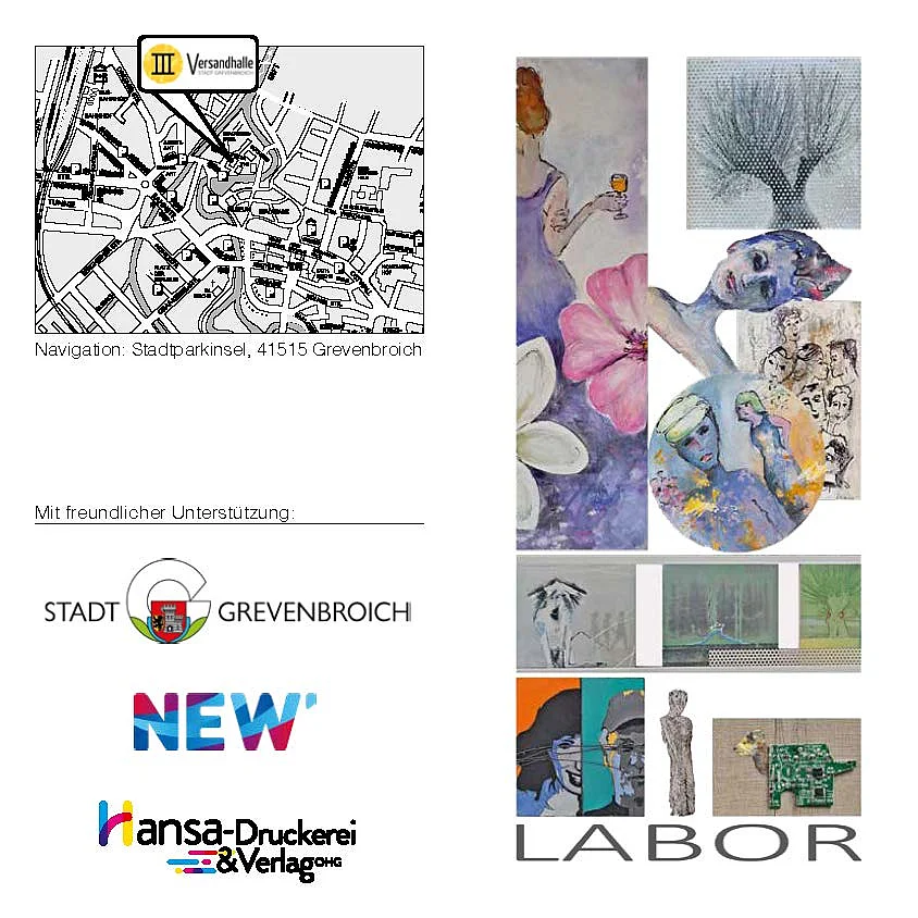 Grafik des Flyers der Ausstellung "Labor"