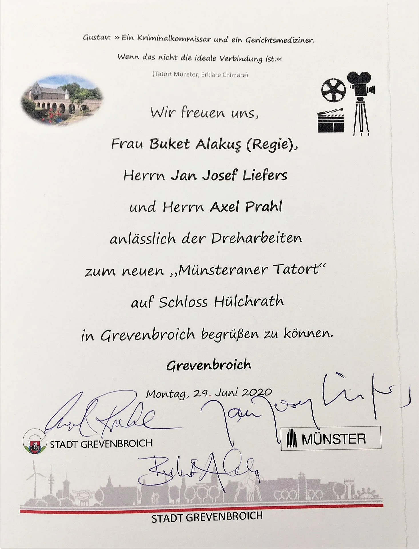 Foto vom Eintrag ins Goldene Buch