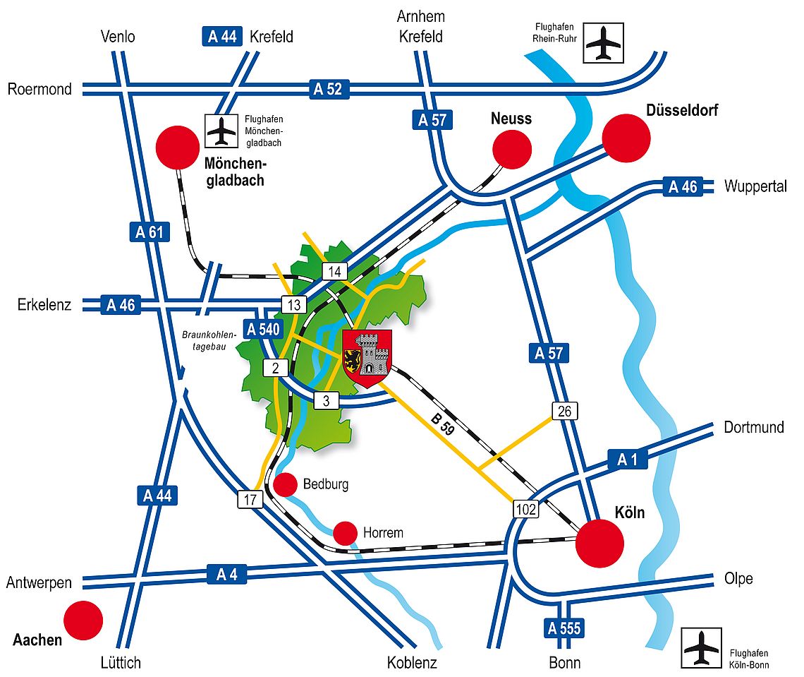Grafik Anfahrtsplan Grevenbroich
