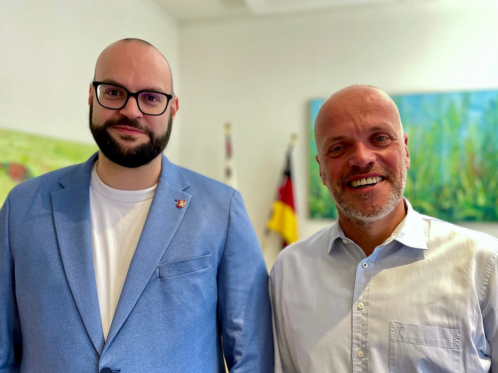 Foto des neuen Pressesprechers Tobias Kaiser und BM Klaus Krützen