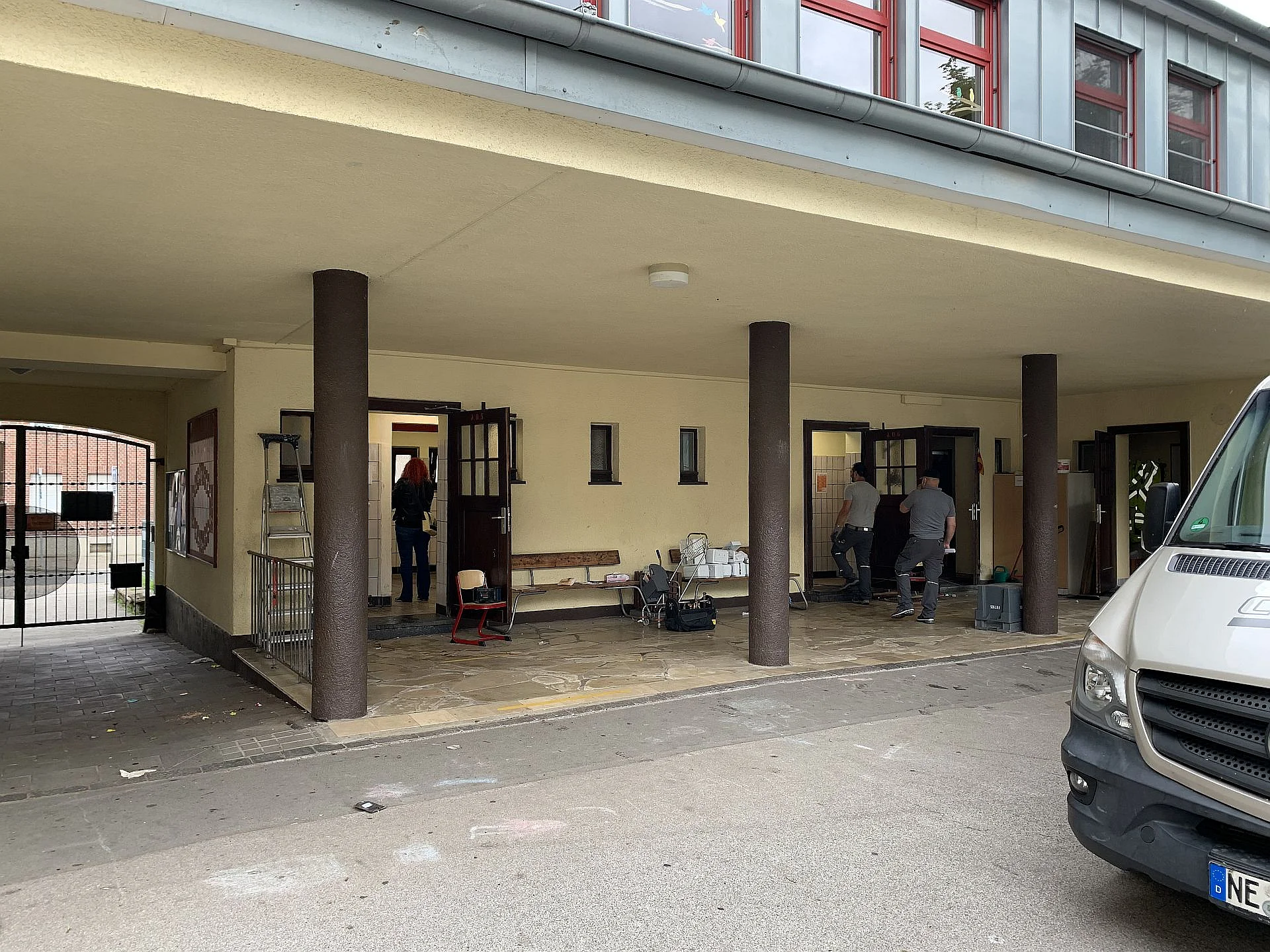 Foto der Sanierungsarbeiten an der Grundschule Stadtmitte in 2021