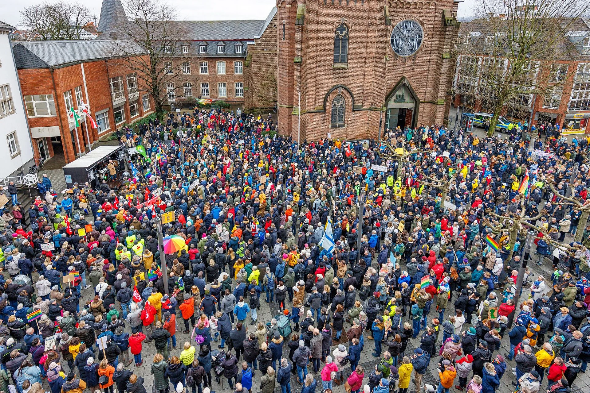 Drohnenfoto der Demonstration