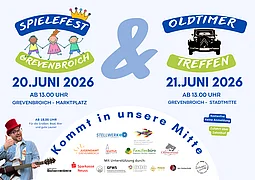Plakat vom Spielefest und Oldtimertreffen