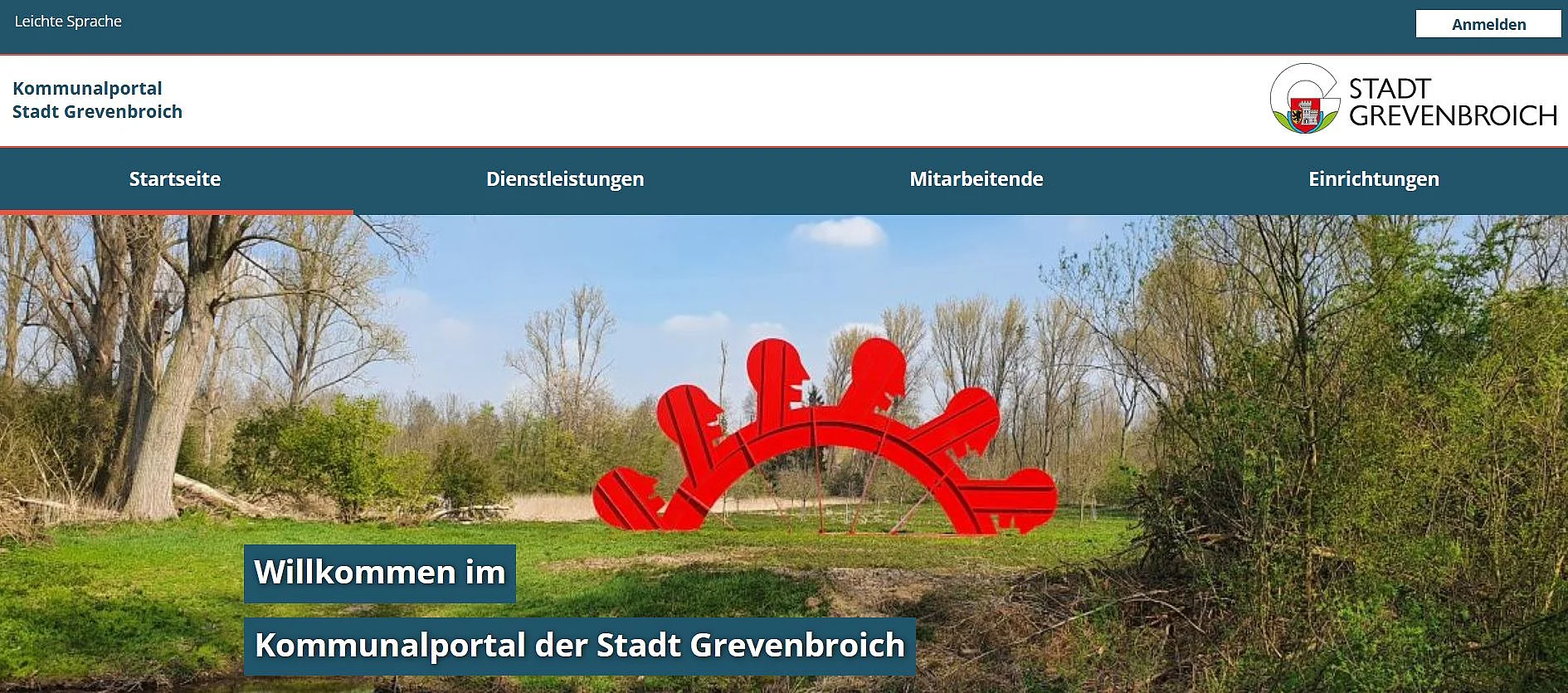 Bildschirmfoto der Startseite des Bürgerportals